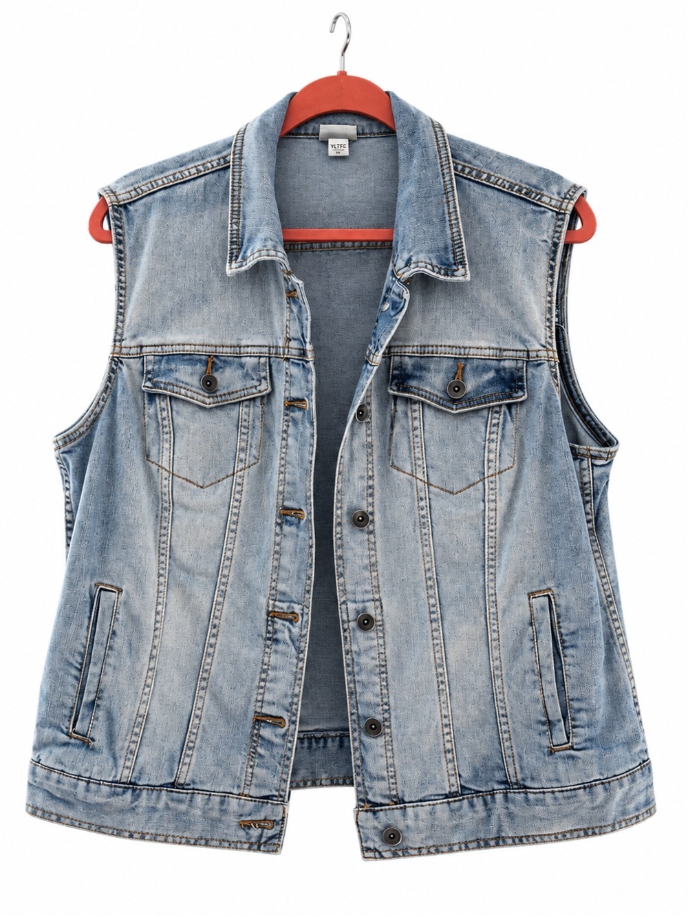 Merona Light Blue Denim Vest - Sleeveless Button-Front Size XL